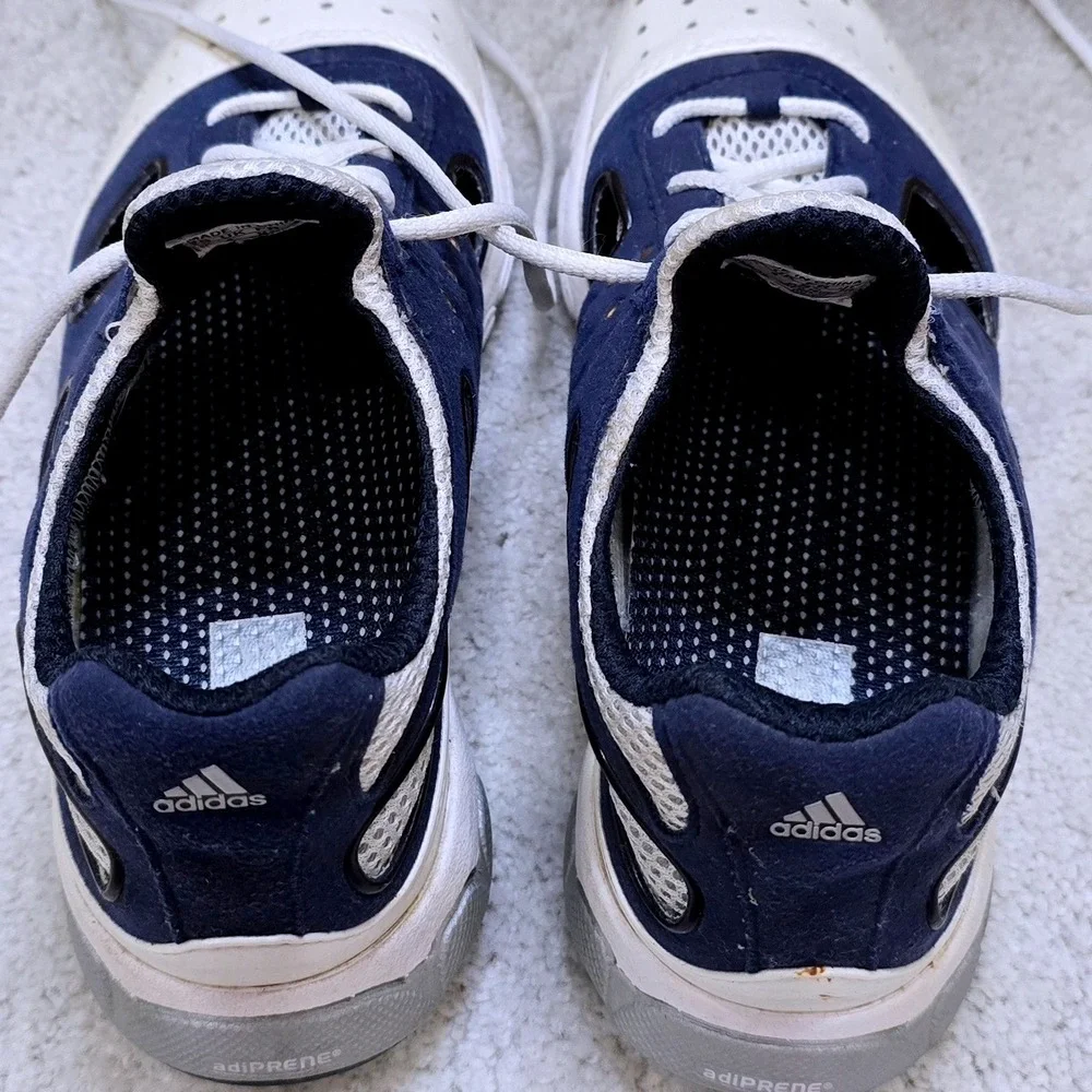 Adidas Traxion Womens Size 5.5 Golf Shoes Navy‎ White Gold Accents Spikes